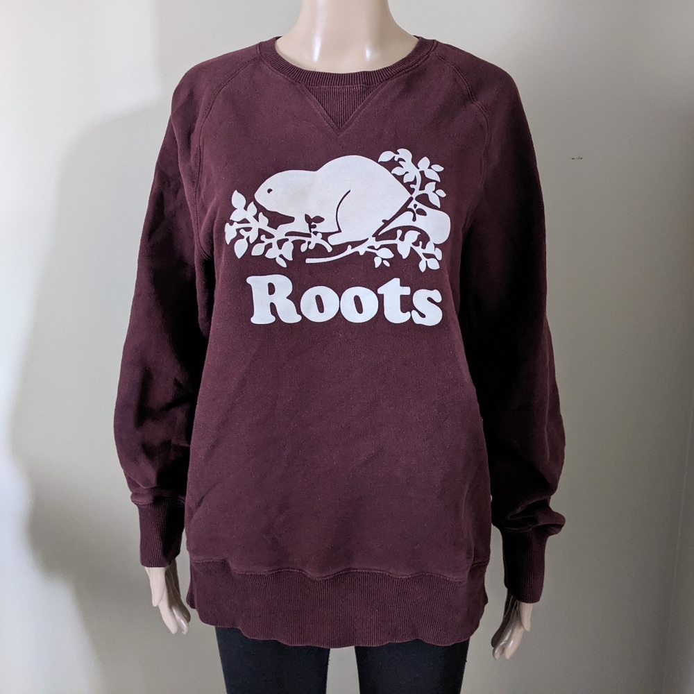 Roots burgundy crewneck sweater, men's small